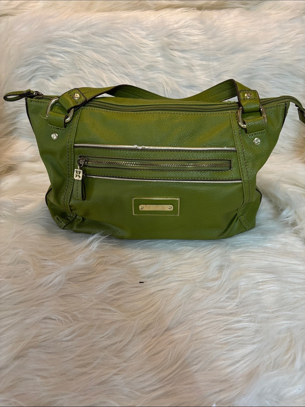 Relic Olive Green Shoulder Bag with Front Zippers